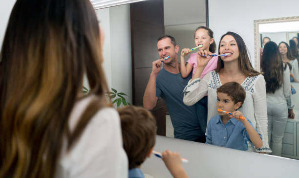 Family Brushing Teeth